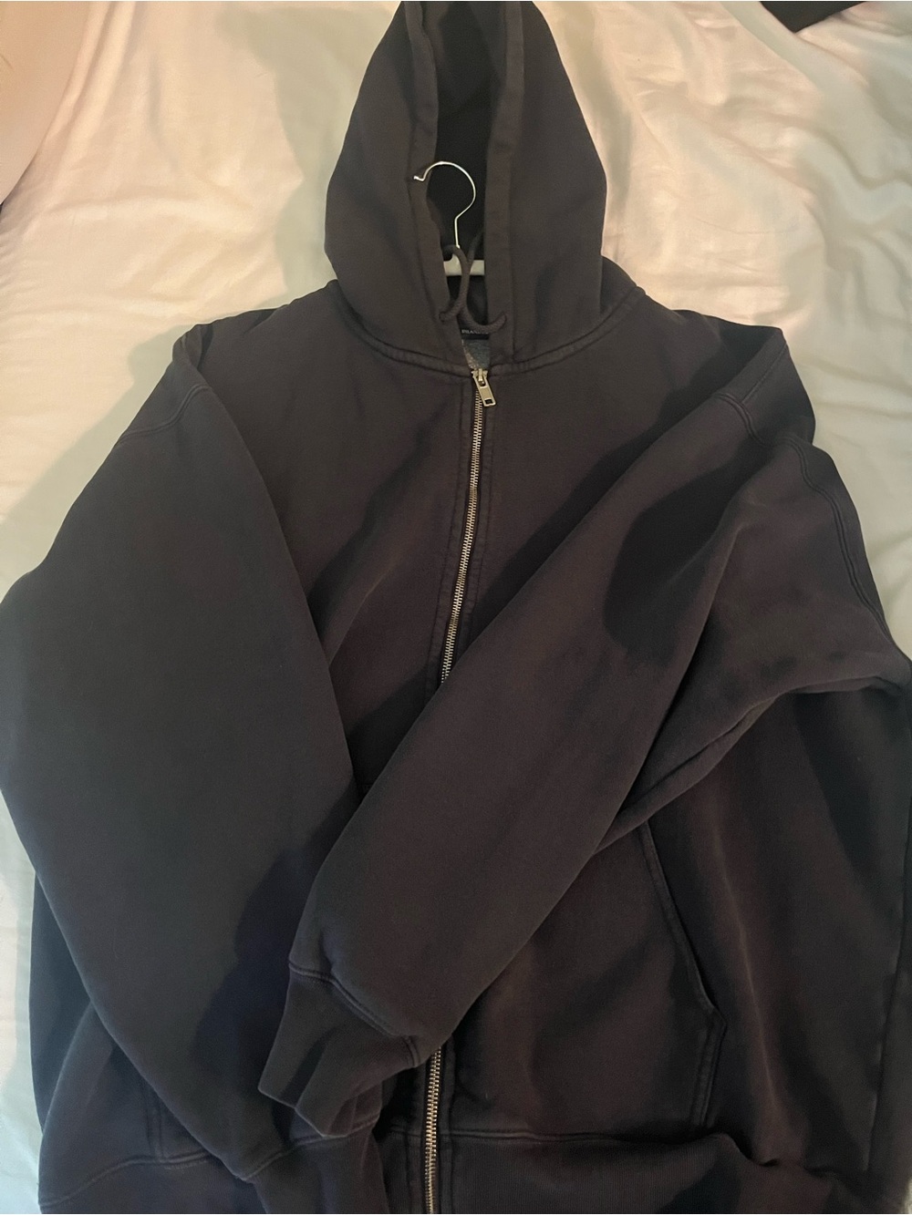 Brandy Melville Black Zip-Up Hooded Jacket